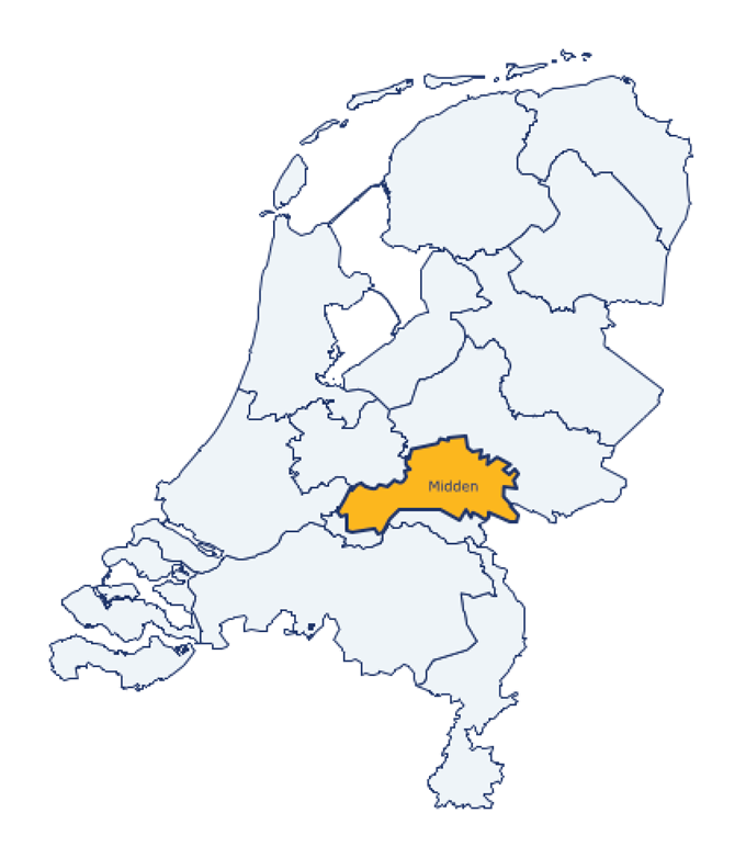 Afbeelding Nederland regio midden uitgelicht